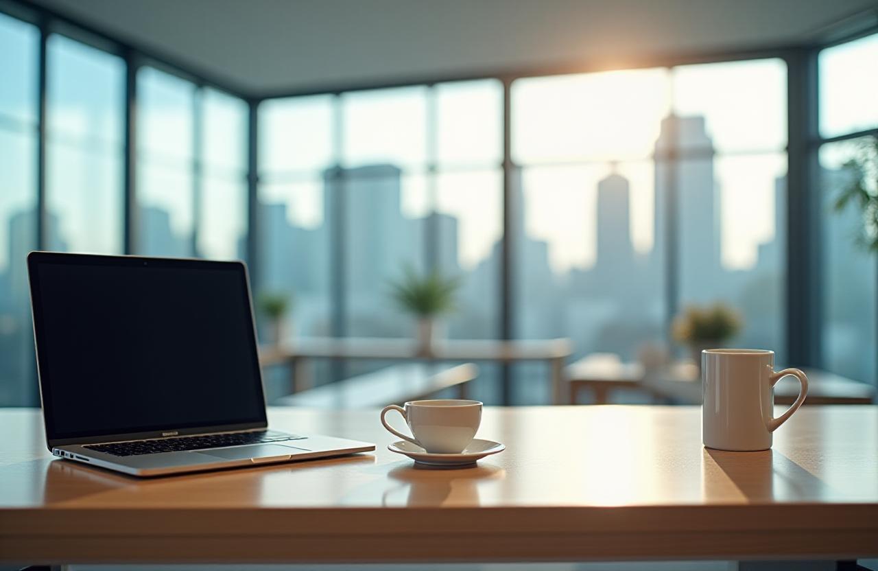 Creative digital workspace with modern devices